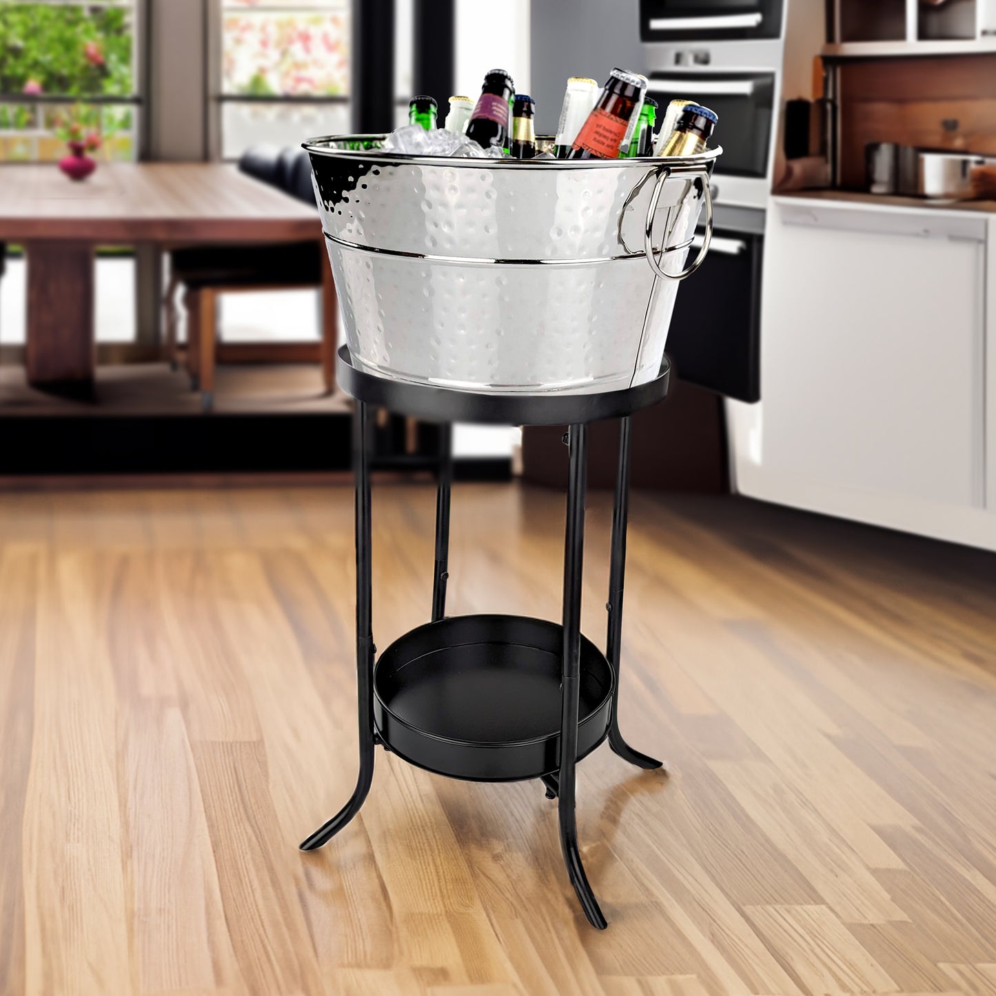 Personalized Beverage Bucket with Floor Stand - BREKX Stainless Steel Old Tavern