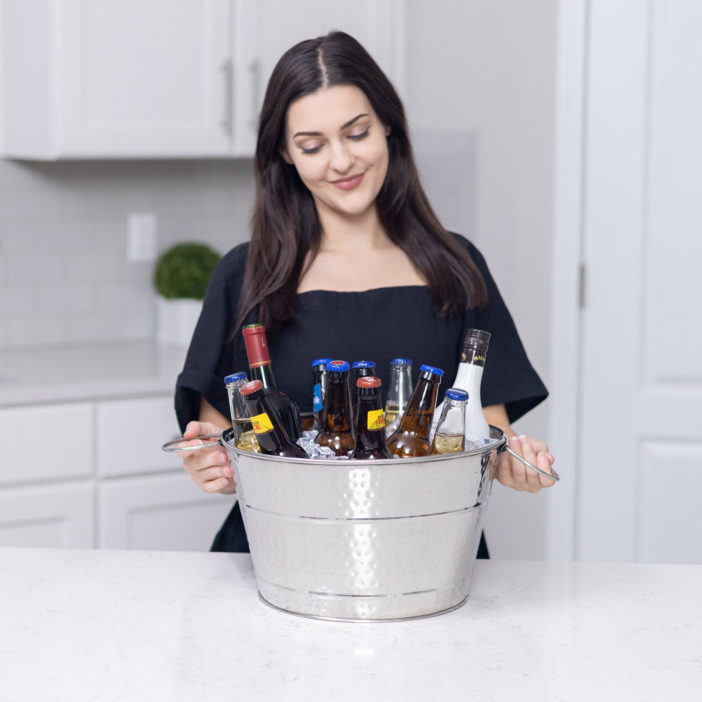 Personalized Beverage Bucket with Floor Stand - BREKX Stainless Steel Old Tavern