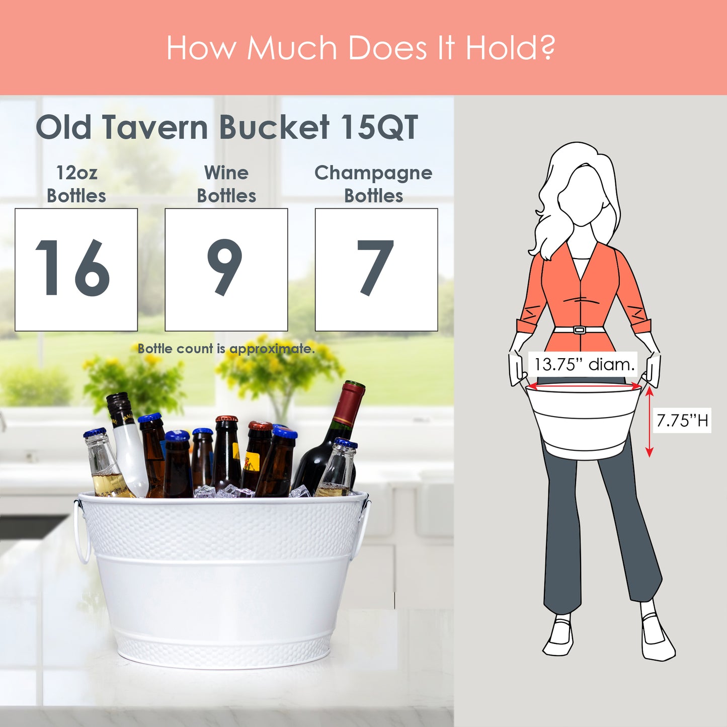 Personalized Beer Bucket Large in White - Old Tavern