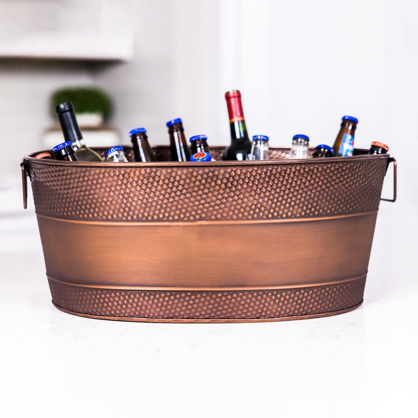 Personalized drink bucket to chill beer, wine, or champagne with ice. Large ice bucket with custom name or personalization on front.