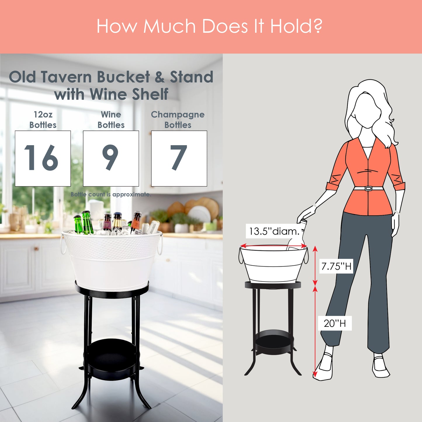 Personalized Beverage Bucket with Floor Stand - BREKX White Old Tavern