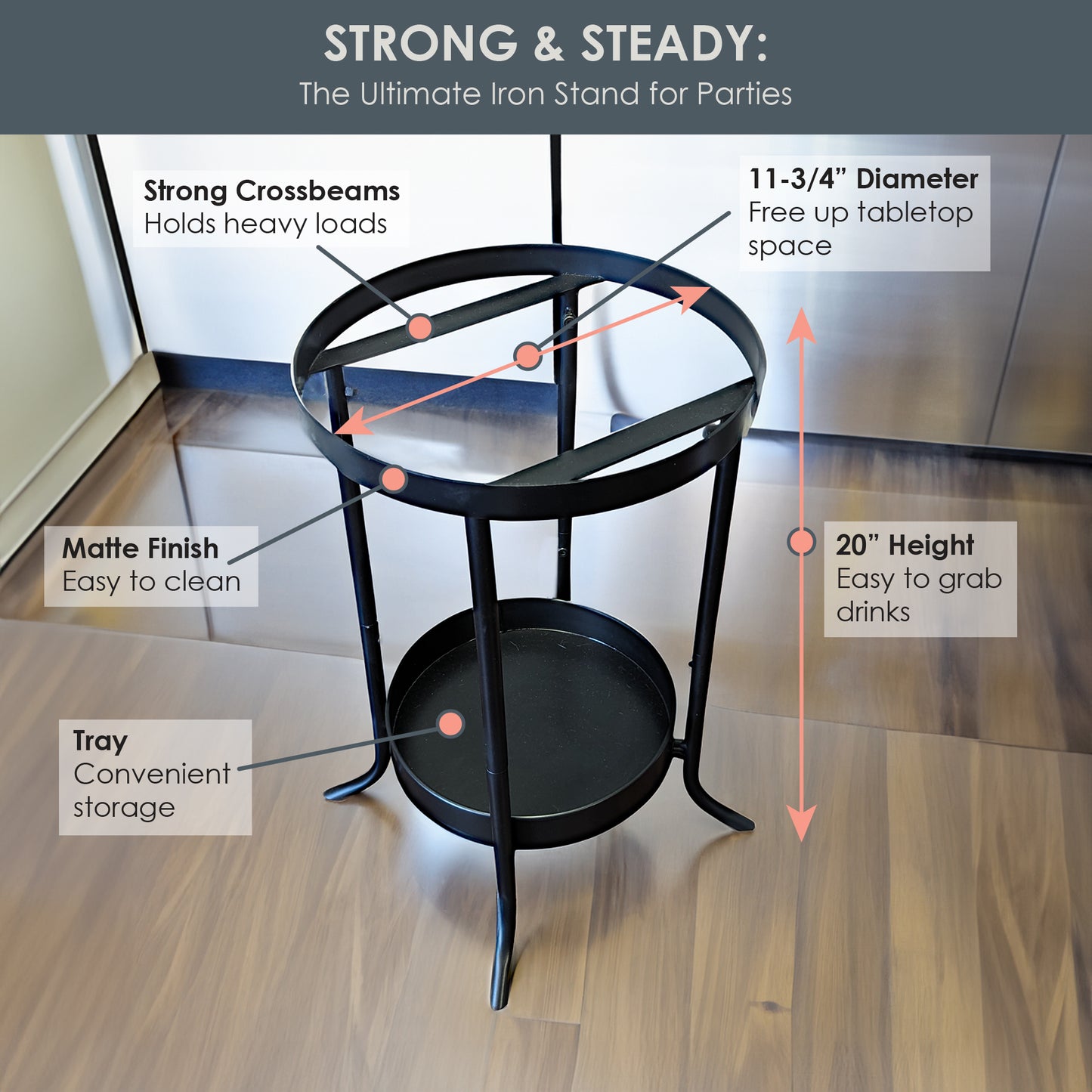 Personalized Insulated Beverage Bucket with Floor Stand - BREKX Hammered Anchored with Stand