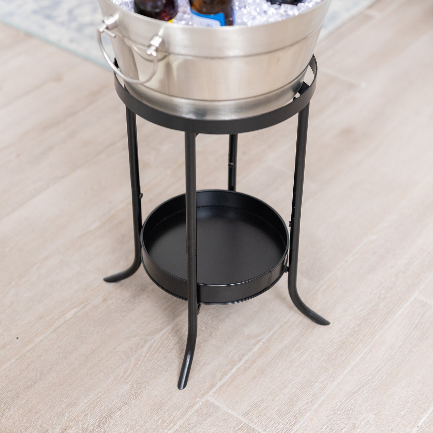 Personalized Insulated Brushed Ribbed Beverage Bucket with Floor Stand - BREKX Hammered Anchored with Stand