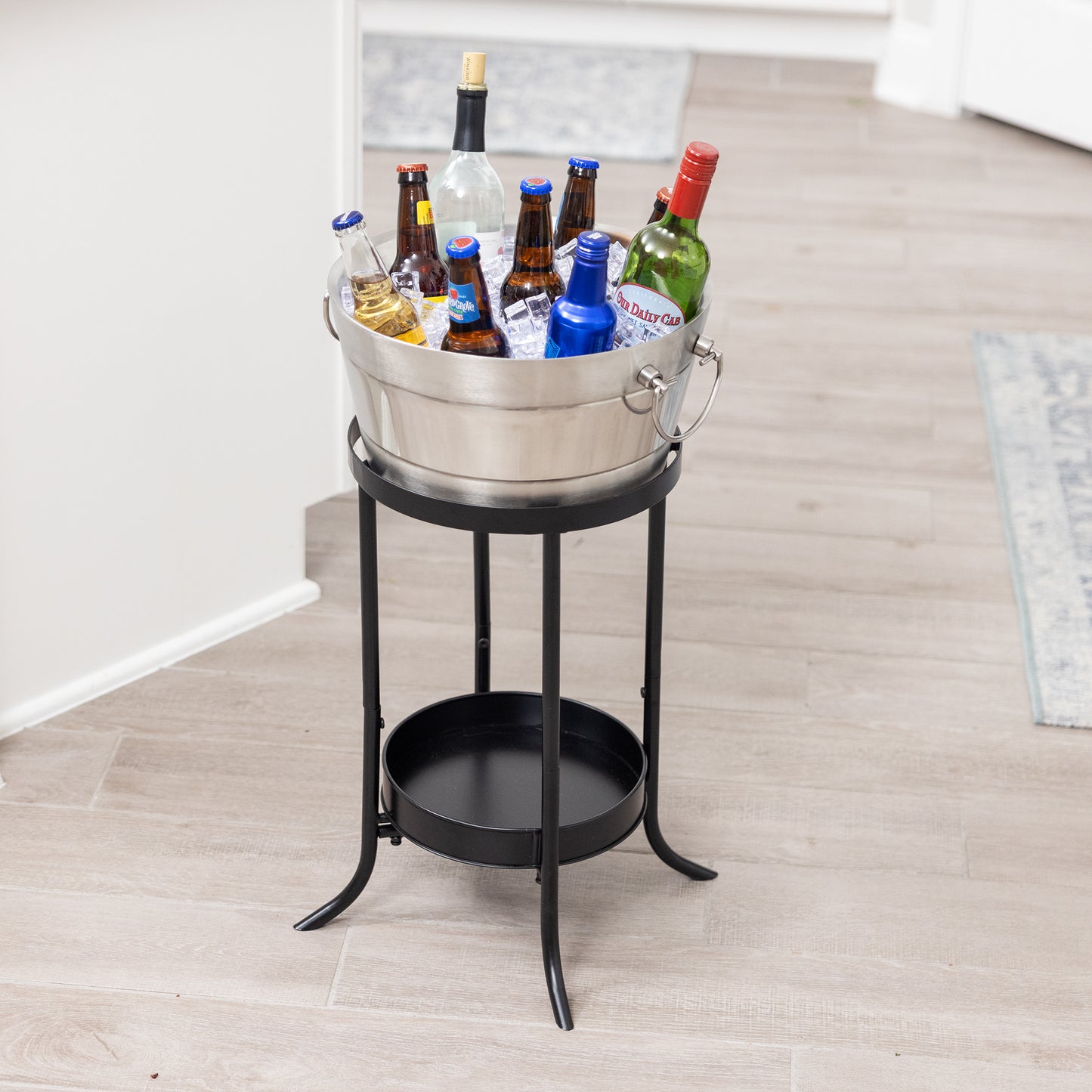 Personalized Insulated Brushed Ribbed Beverage Bucket with Floor Stand - BREKX Hammered Anchored with Stand