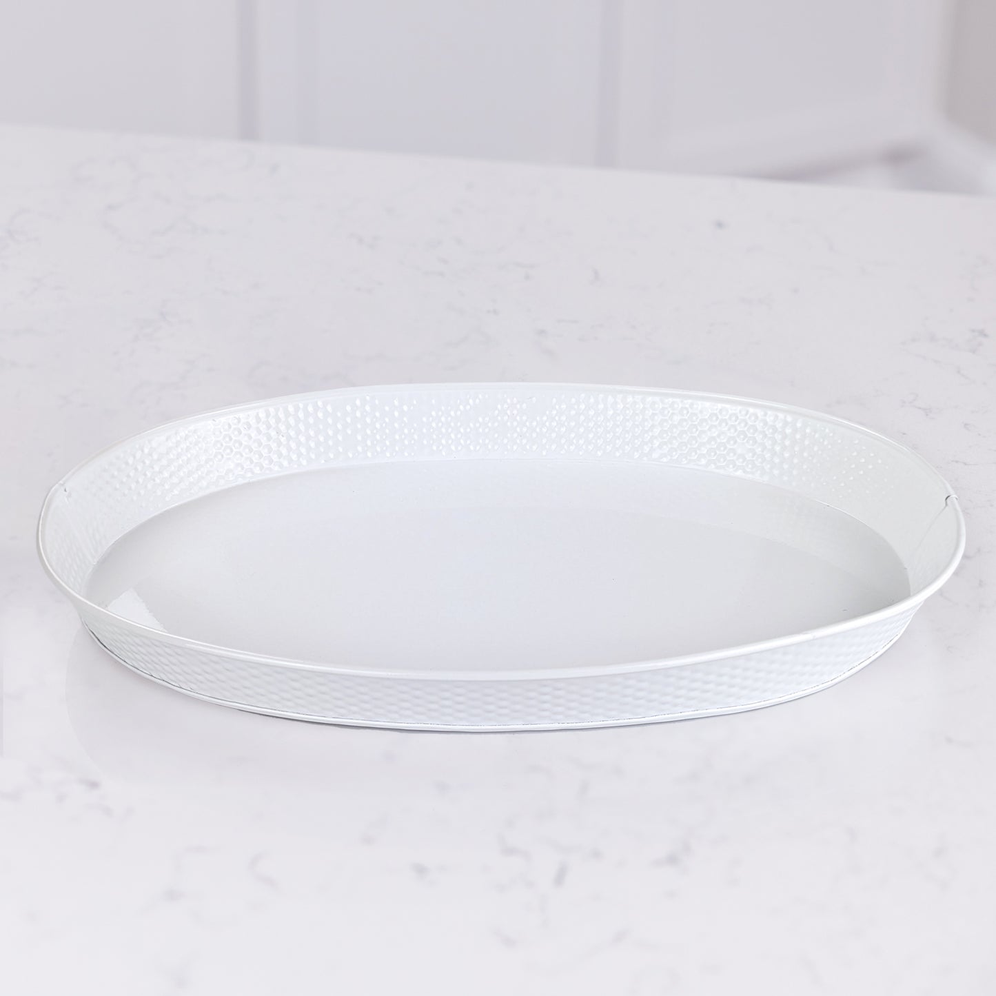 Serving Tray Hammered in White - Kingston