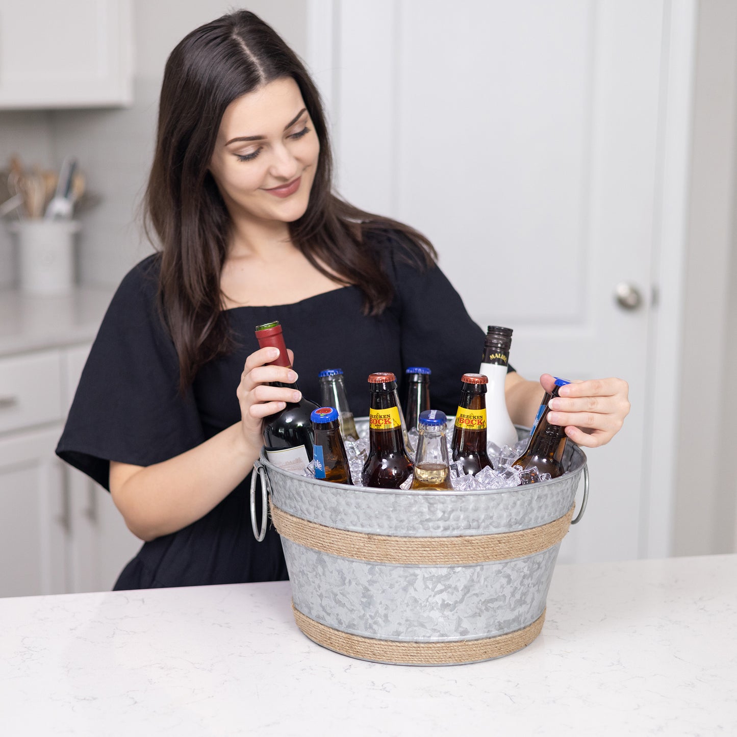 Personalized Beverage Bucket with Floor Stand - BREKX Acid Wash with Twine Old Tavern