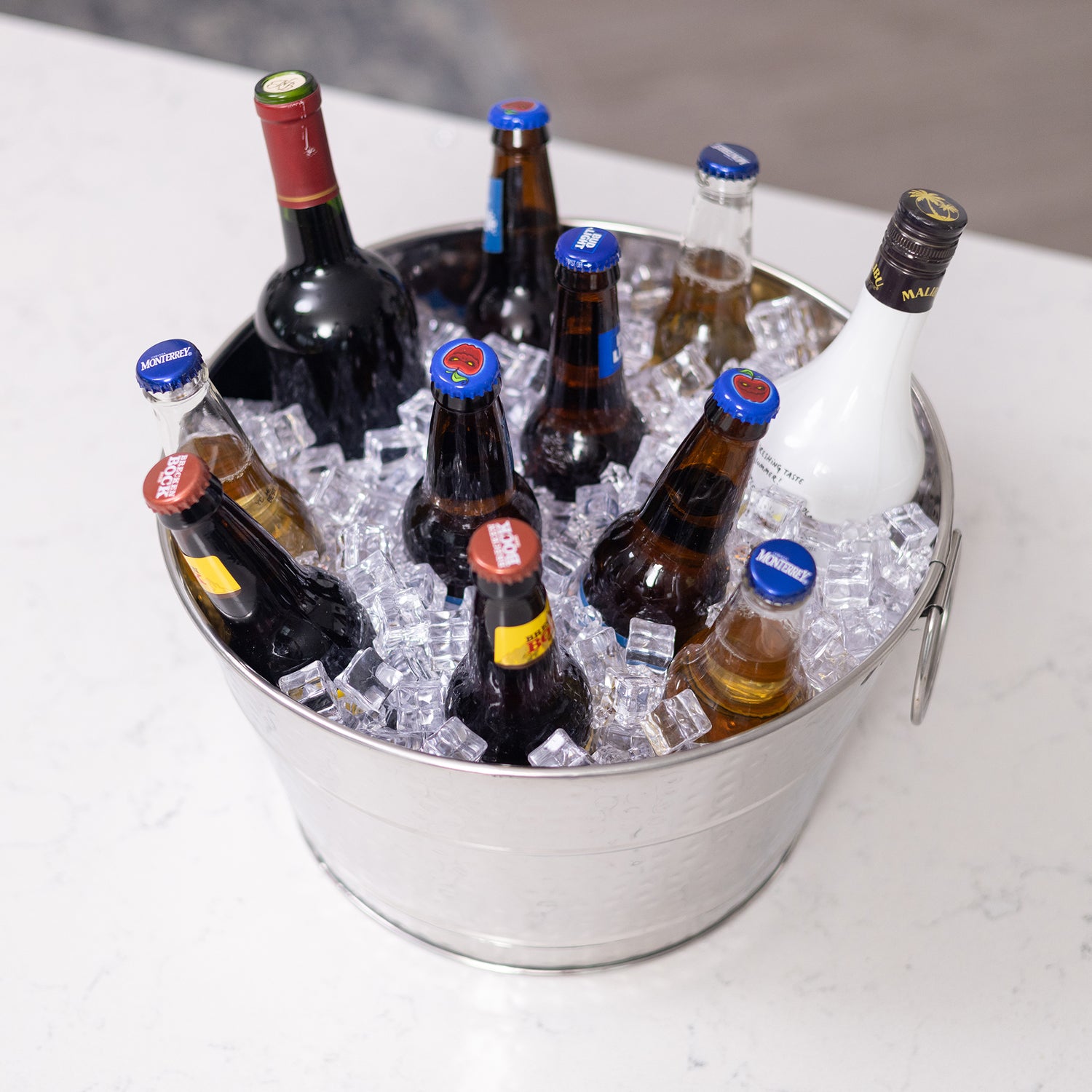 Keep all your favorite beverages chilled in this large ice bucket. Perfect as a wine bucket or use to chill champagne, beers, or water. Put it all on ice!