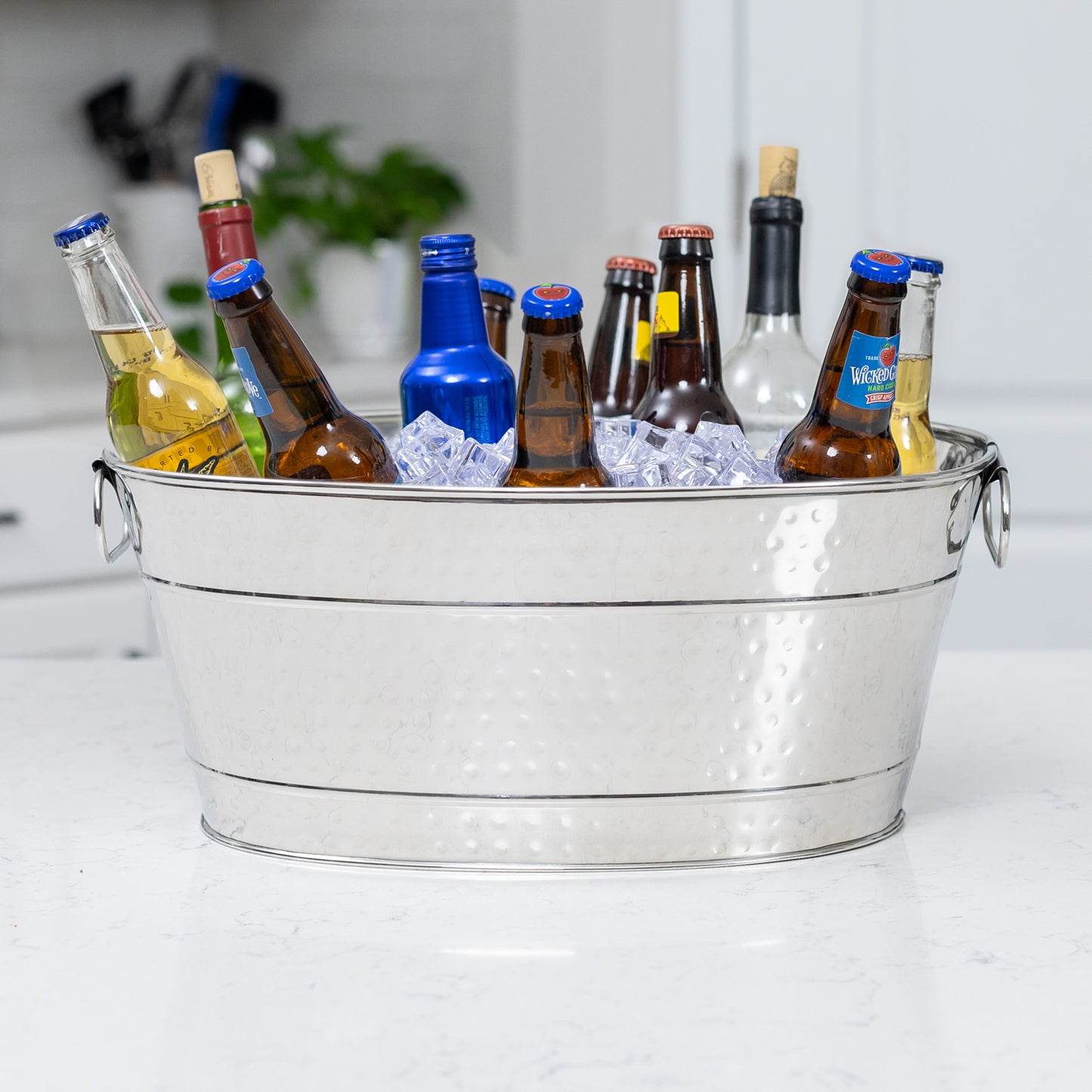 Personalized Party Bucket and Wine Chiller in Hammered Stainless Steel- Colt