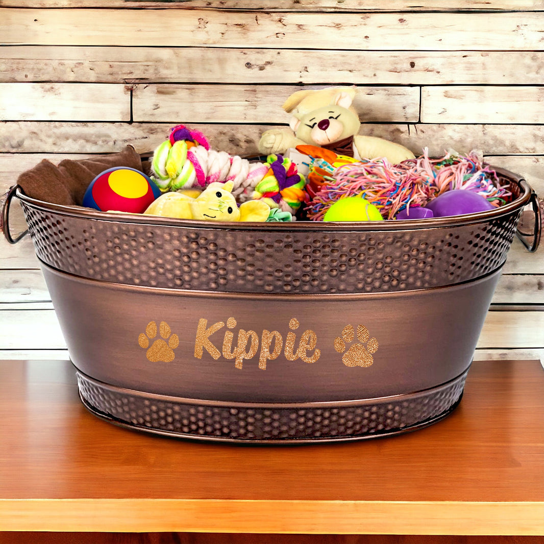 Indestructible Dog Toy Bin, Personalized Basket to Store Pet Toys