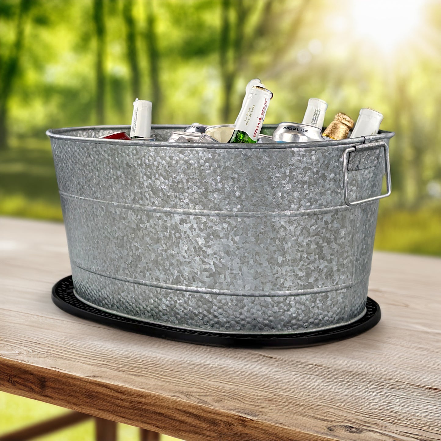 Personalized Beverage Tub with PVC Party Mat - BREKX Aspen Ash Gray