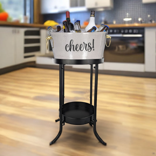 Personalized Insulated Beverage Bucket with Floor Stand - BREKX Riced with Gold Handles Anchored with Stand