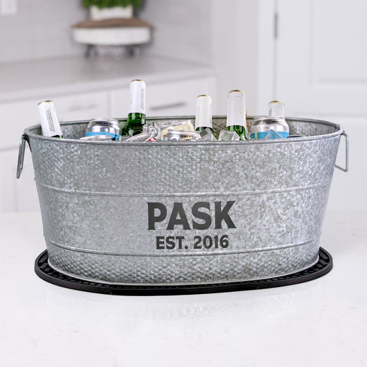 Personalized Beverage Tub with PVC Party Mat - BREKX Aspen Acid Wash