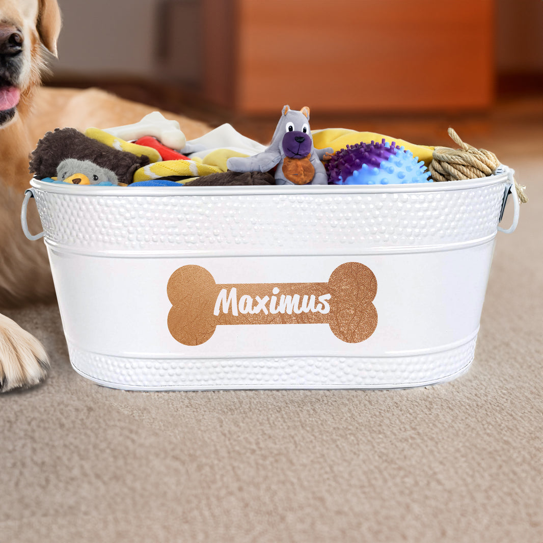 Indestructible Dog Toy Bin, Personalized Basket to Store Pet Toys