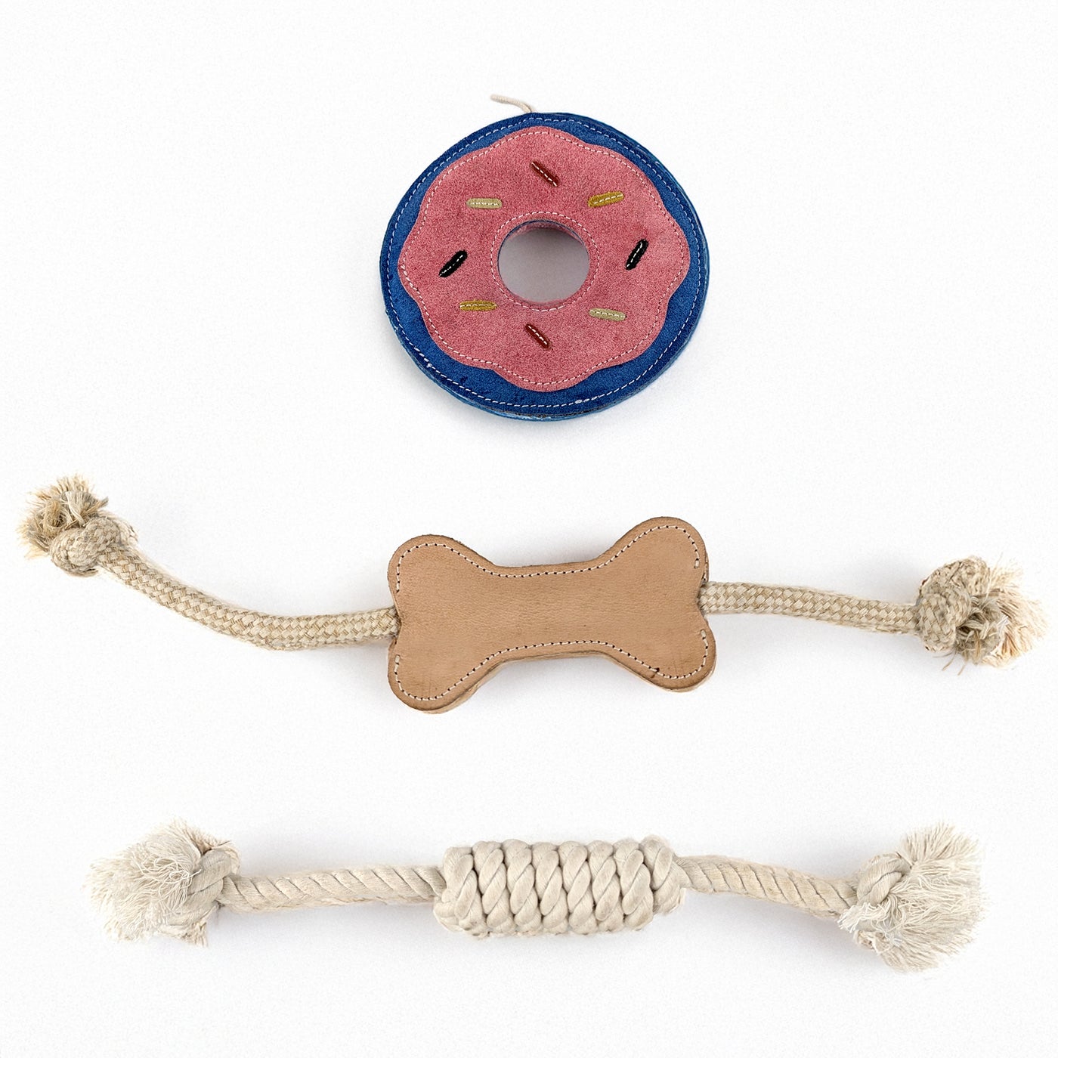 Dog Toys 3-Piece Set for Aggressive Chewers Leather