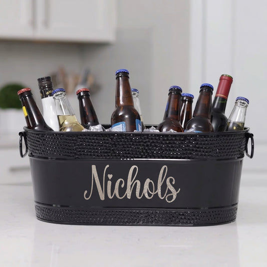 Personalized Black Party Bucket and Wine Chiller - Colt
