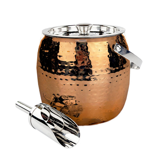 Rose Copper Iceberg Ice Bucket with Lid & Scoop Insulated Stainless Steel by BREKX