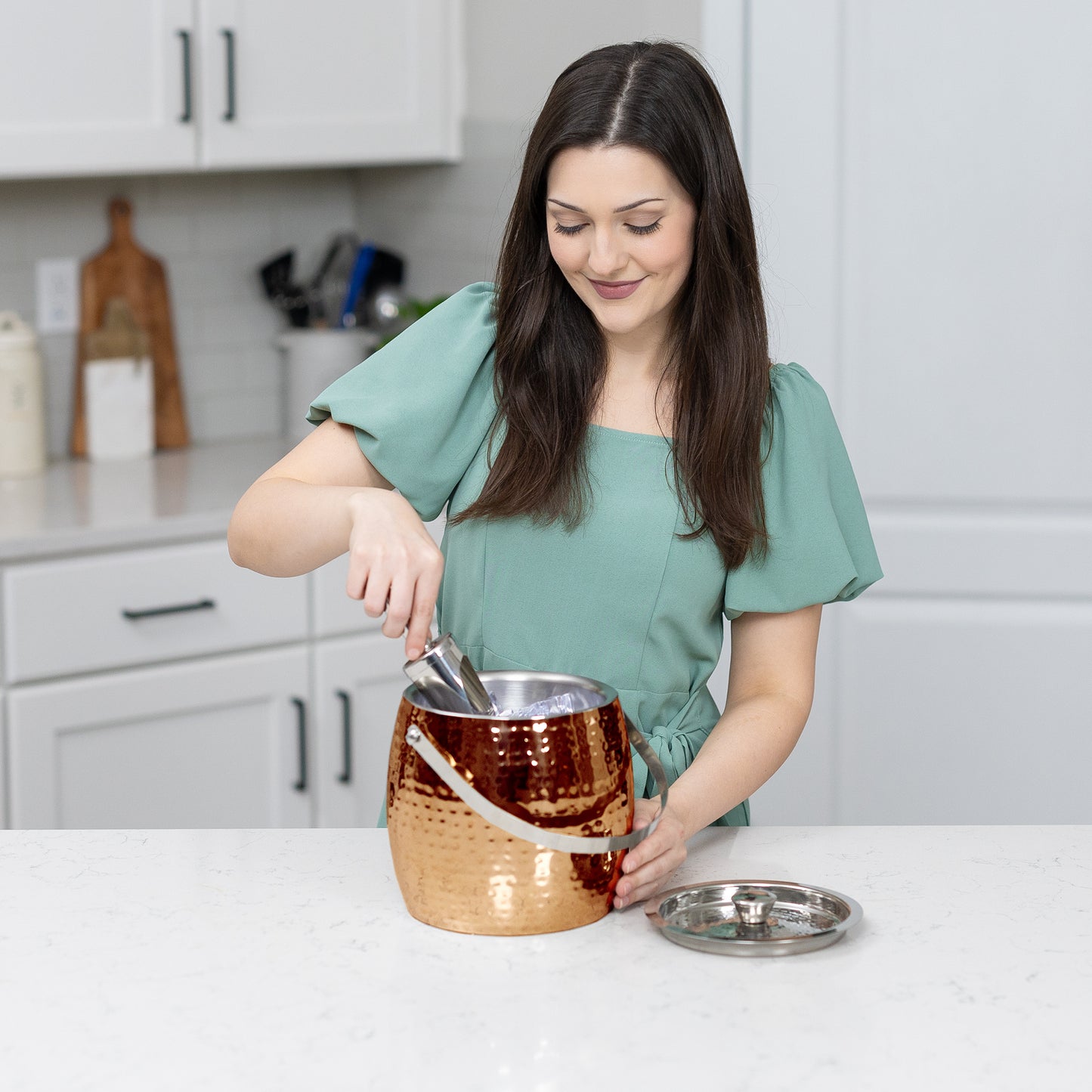 Rose Copper Iceberg Ice Bucket with Lid & Scoop Insulated Stainless Steel by BREKX