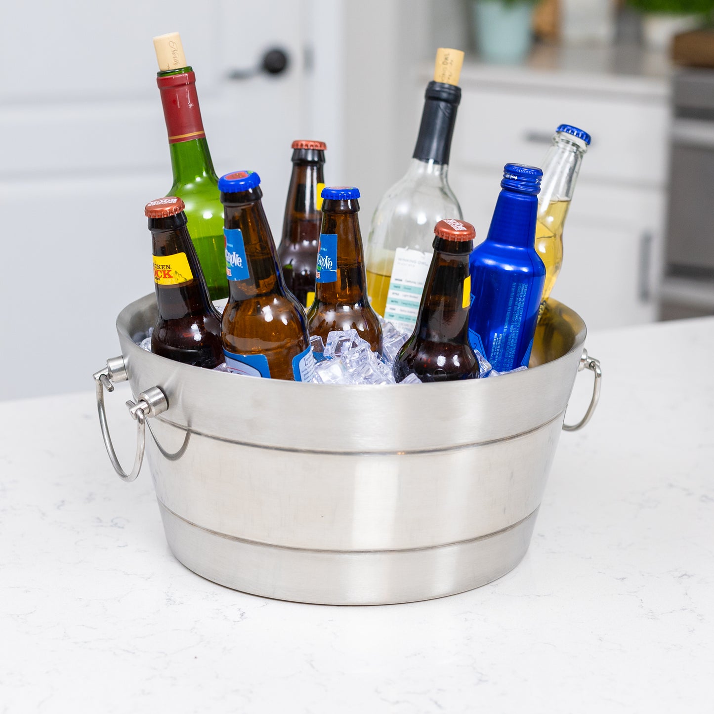 Personalized Beverage Tub Insulated Stainless Steel - Anchored Ribbed