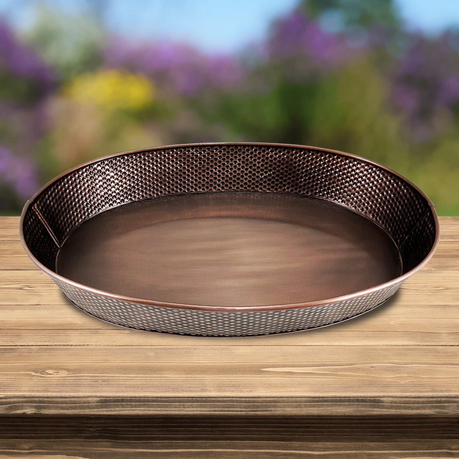 BREKX Kingston Tray Hammered Metal Copper for Parties Chilled