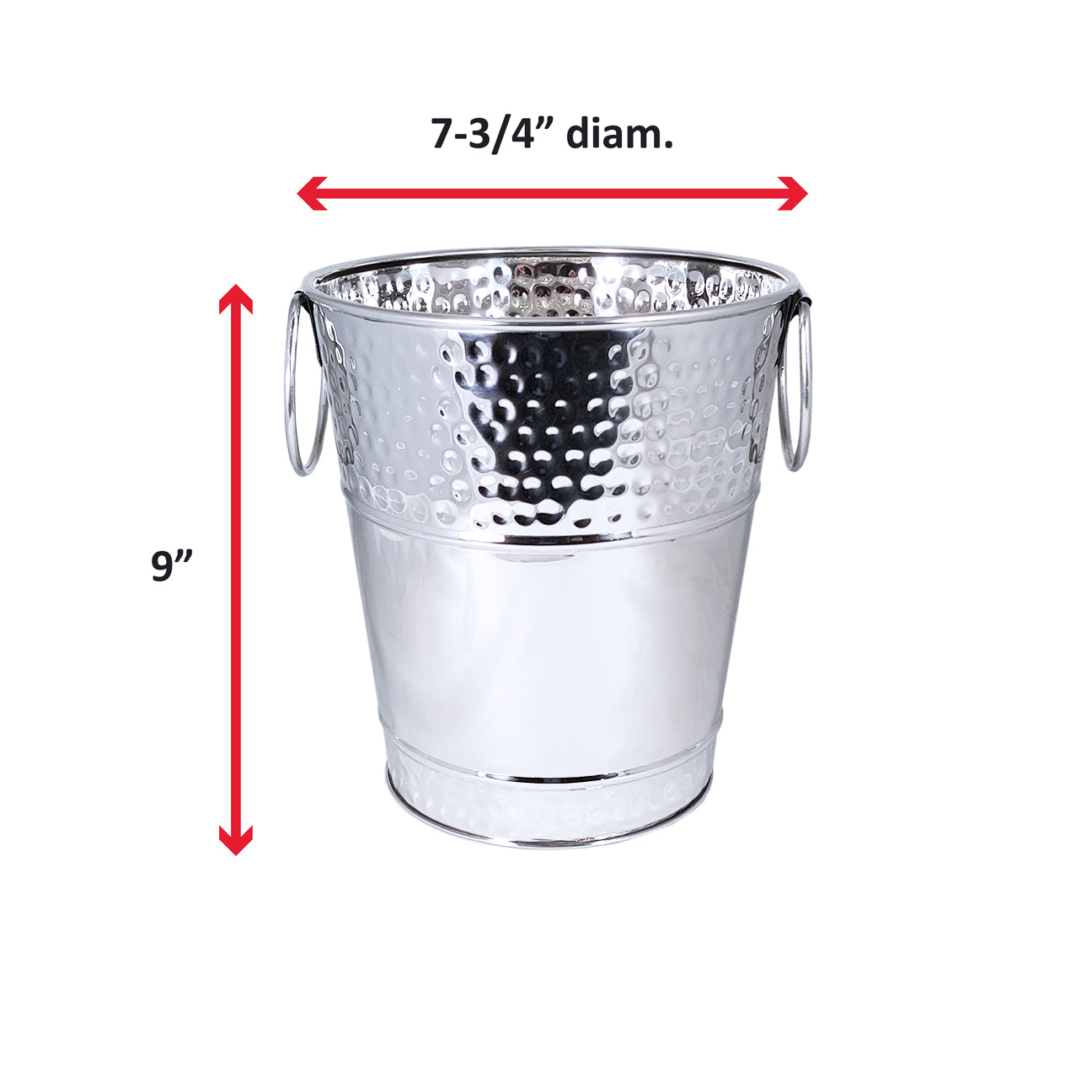 Wine bucket for parties that can also be used as an ice bucket to hold clean ice for parties.  Chill wine or champagne or clean ice in the kitchen, bar, dining room, or on the patio.  Made of durable stainless steel.