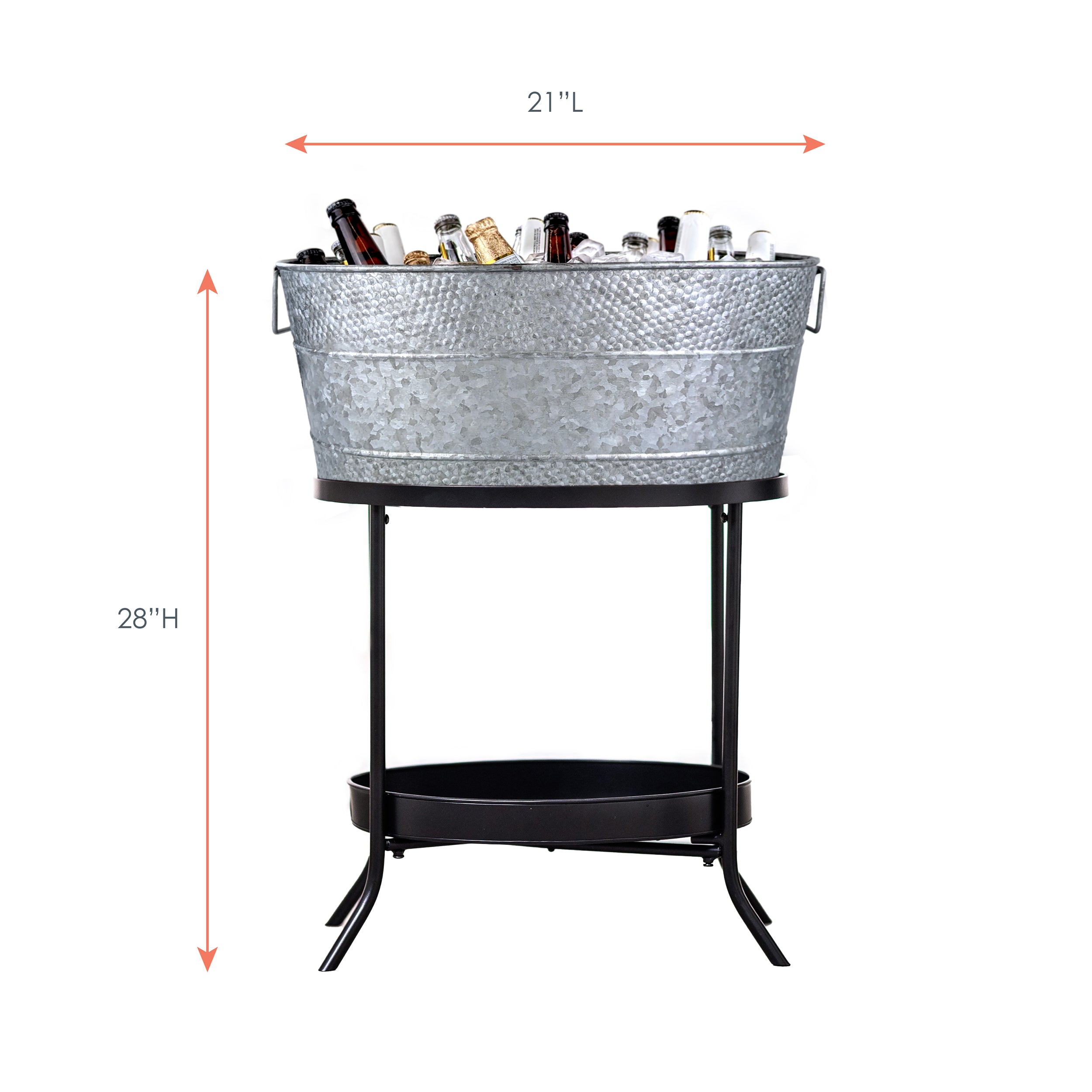 Personalized Beverage Tub with Stand Galvanized Large Hammered Aspen by BREKX ChilledDesigns
