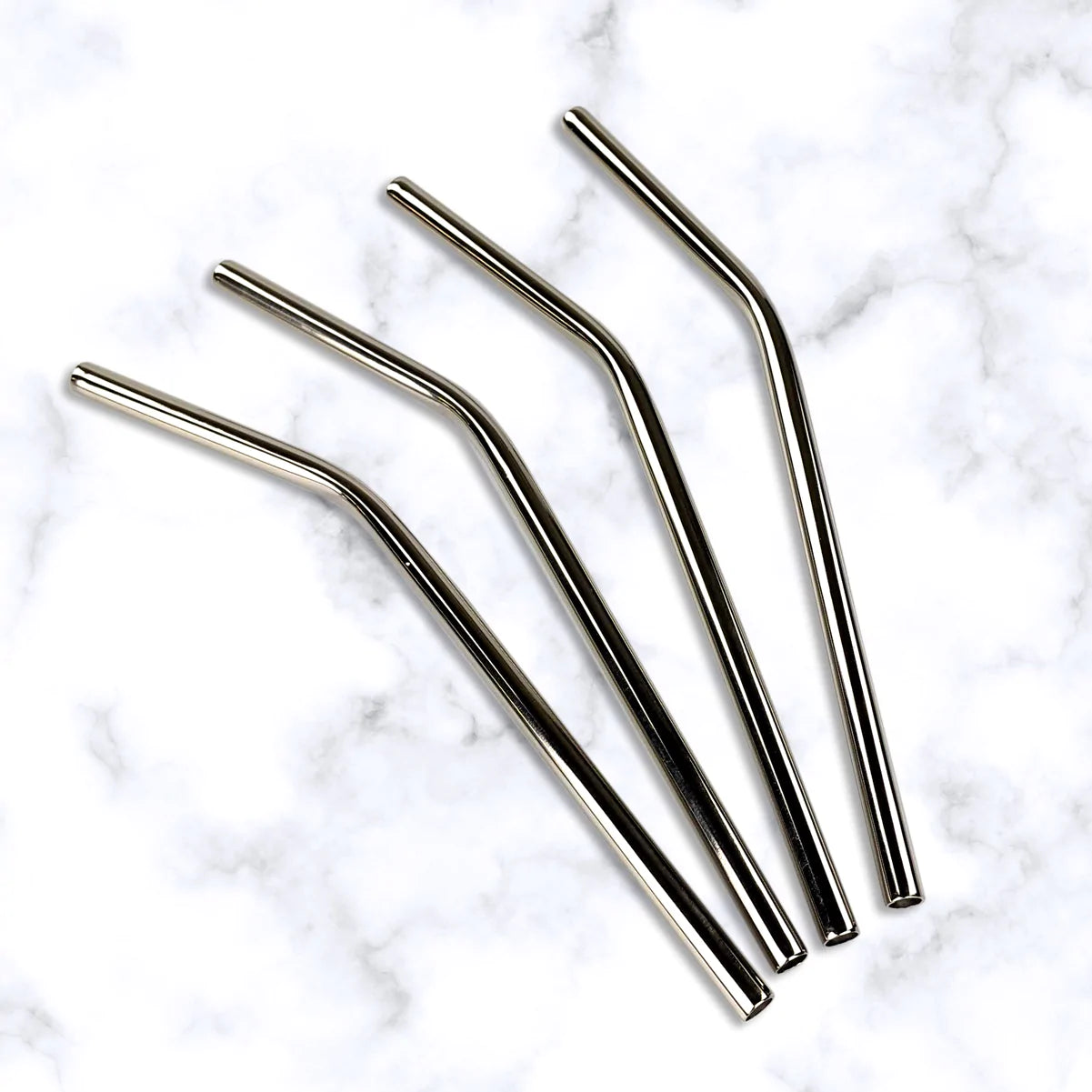 Metal straws for drinks that are reusable and environmentally safe.  Set of four made of food safe stainless steel.  Comes with clean brush and storage case.